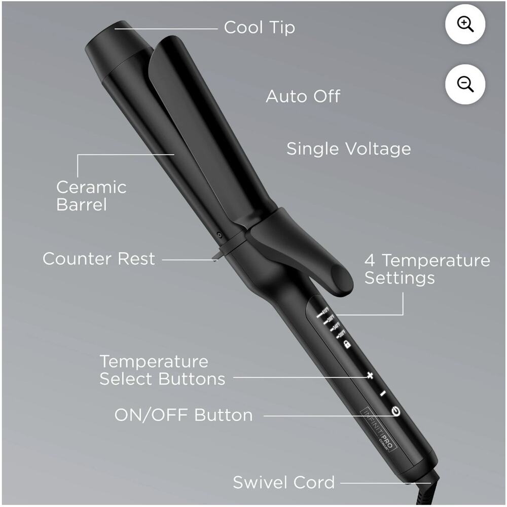 InfinitiPro by CONAIR 1.5” Ceramic Curling Iron Digital CD409 Black - Picture 2 of 5